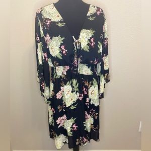 NWOT mixed floral black dress